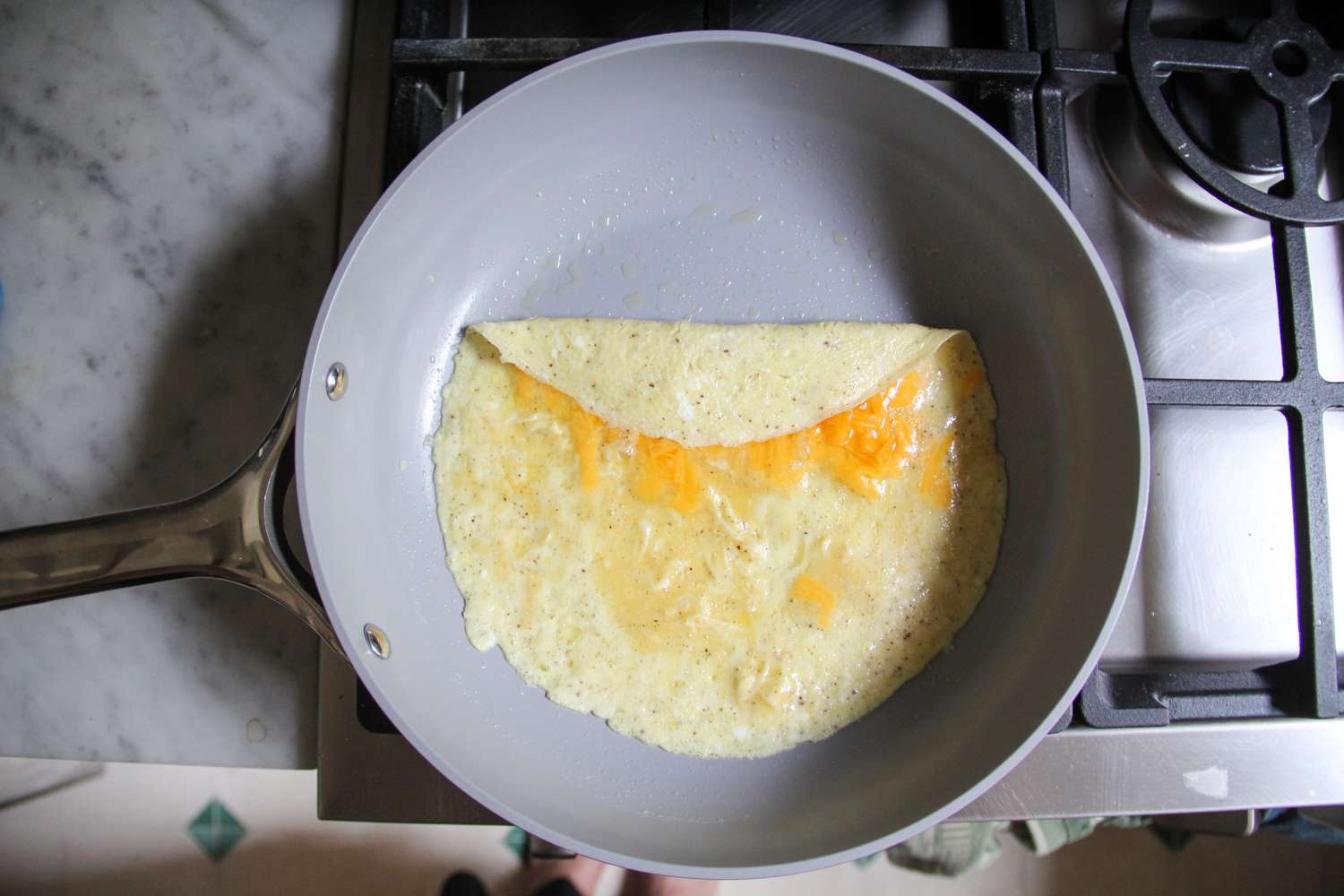 Food cooking in the Caraway Nonstick Ceramic Frying Pan