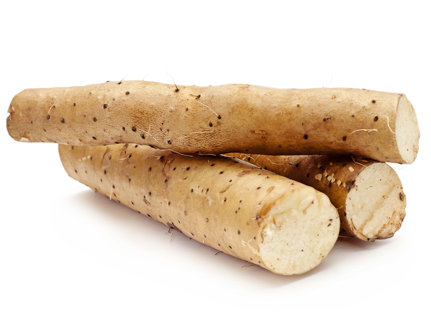 Three yams on a white background