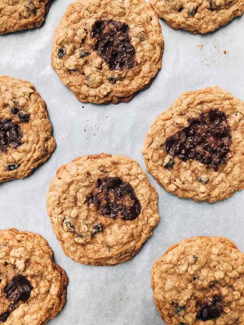 Ovehread view of oatmeal cookies