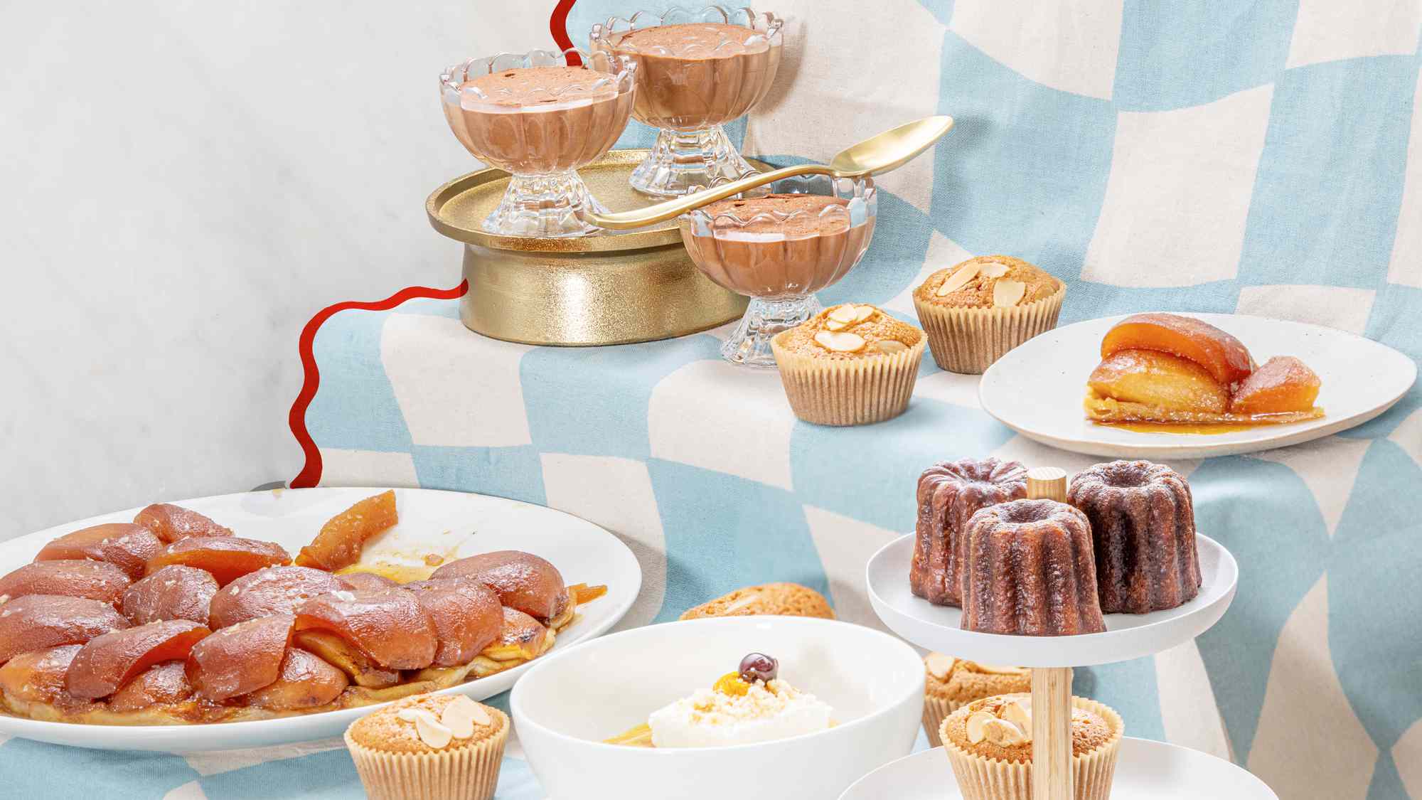 Constructed set up of French desserts