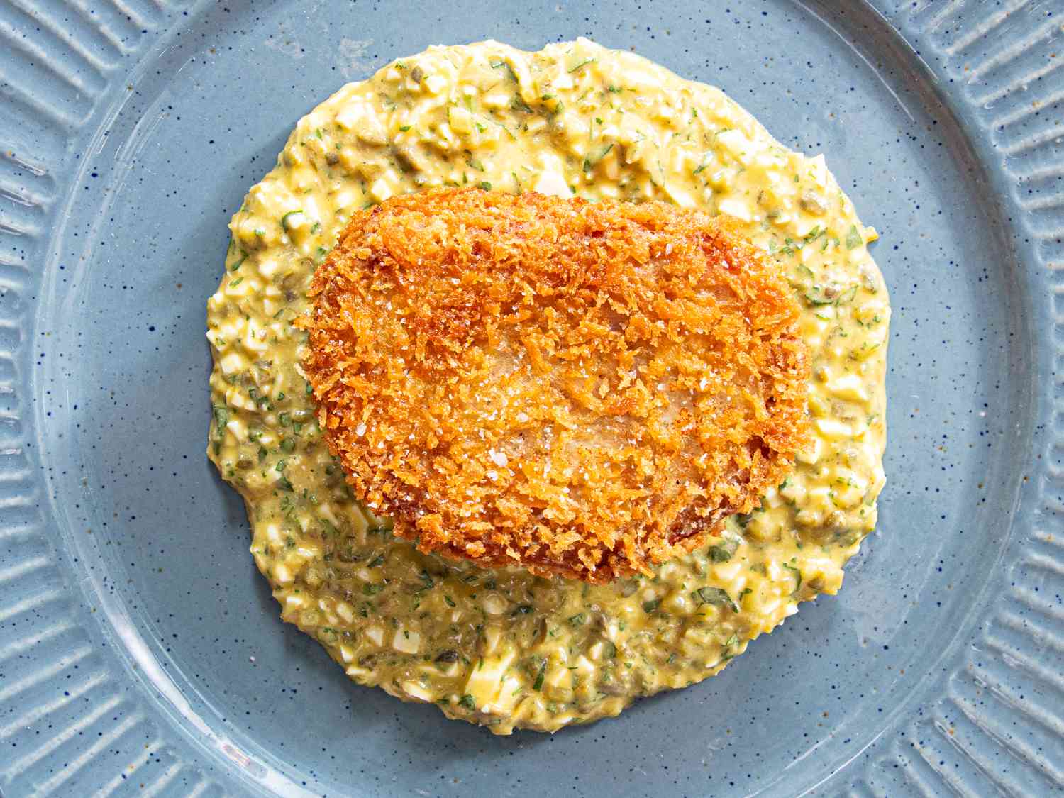 Overhead view of pork croquettes