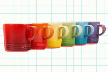 Le Creuset espresso cups arranged in a gradient of colors