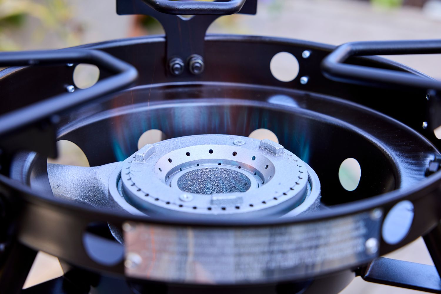 The flame of the Eastman Outdoors wok burner.