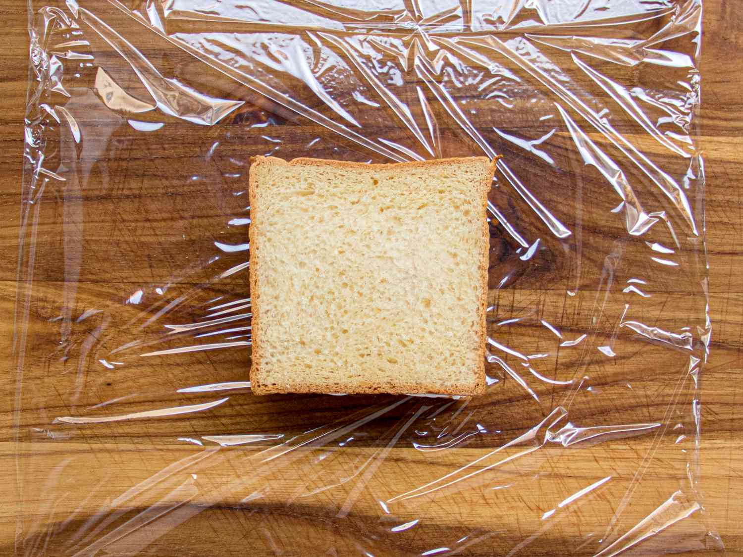 Overhead view of unwrapped sandwich