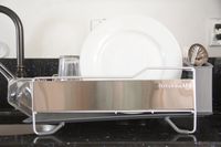 Dishes on the KitchenAid Full-Size Dish Rack on a counter