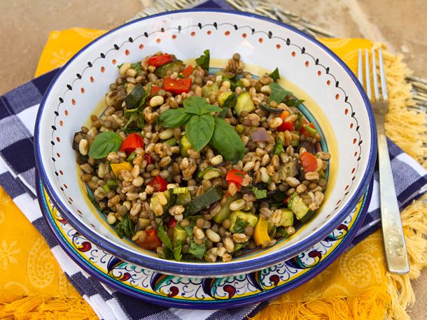 Farro Bean Salad With Roasted Vegetables