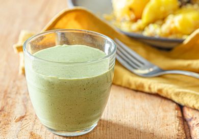 Side view of salted mint lassi