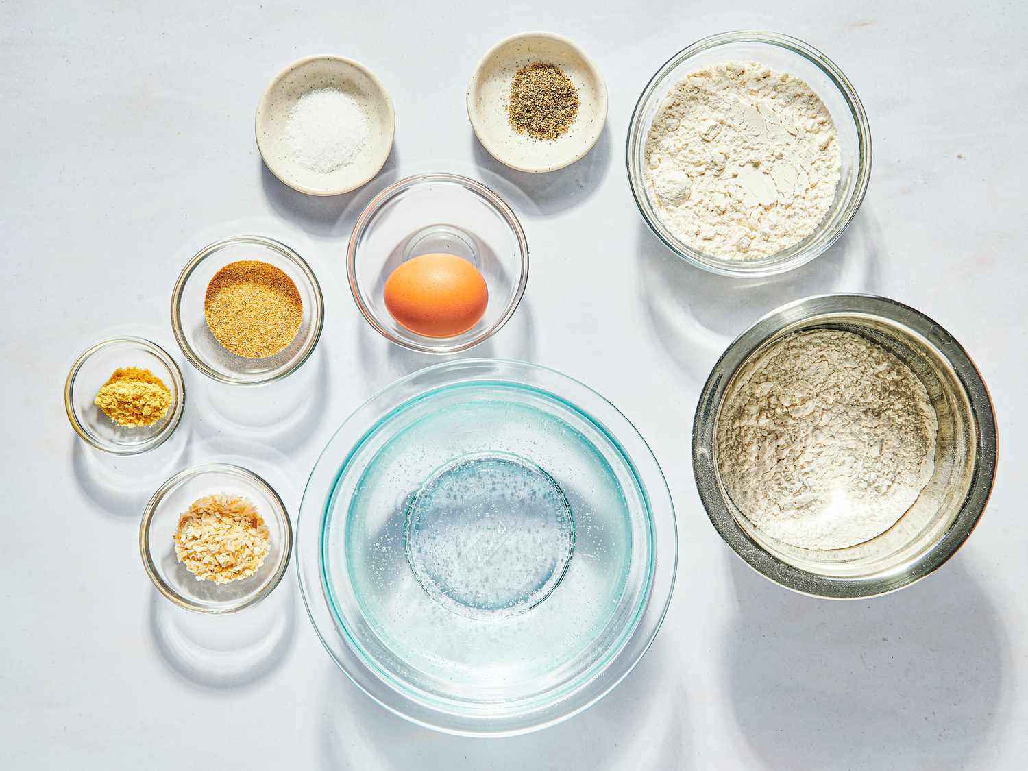 Mise en place of batter ingredients