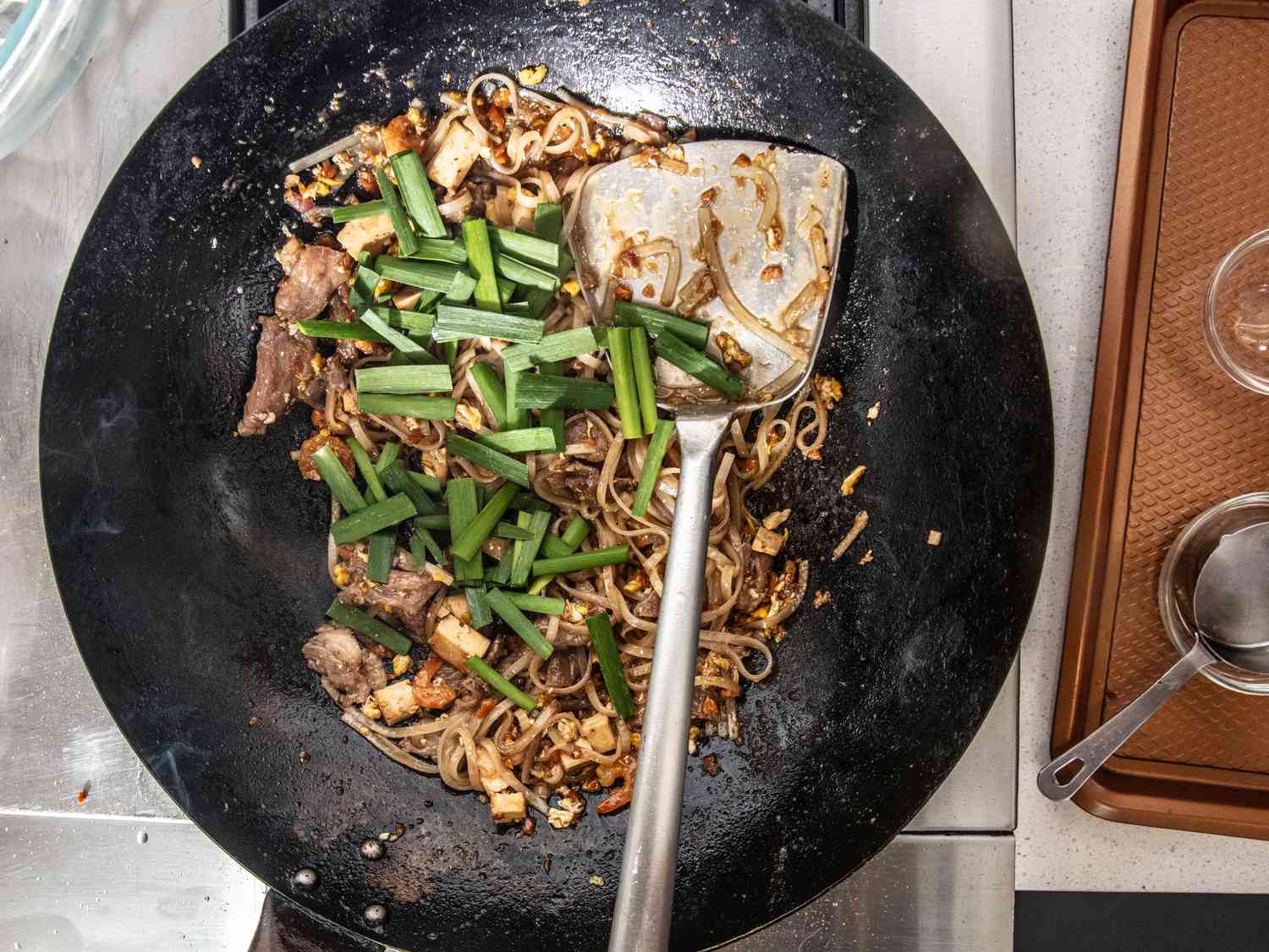 Overhead view of adding greens