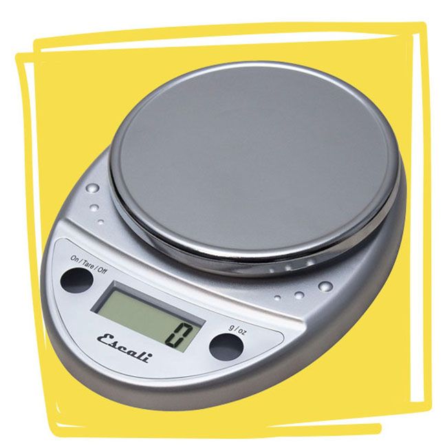 Digital food scale on a bright background