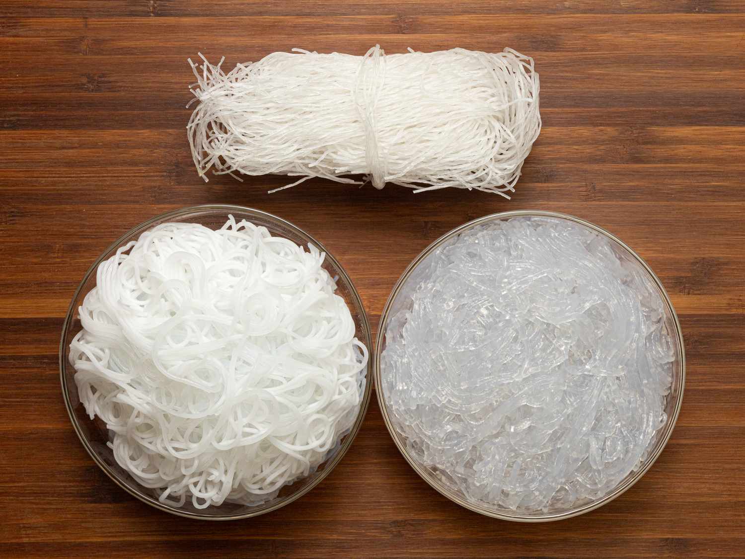 Three stages of Faloodeh noodles