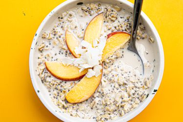 Overhead view of overnight oats