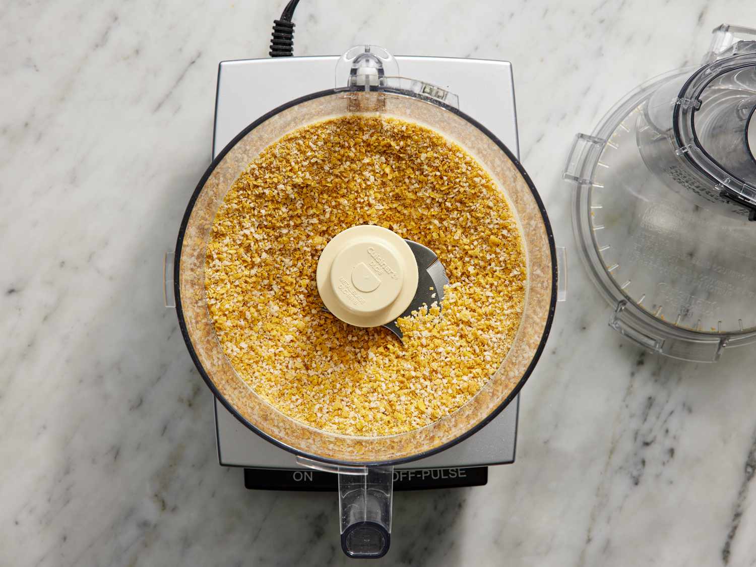 Breadcrumbs finely pulsed in a food processor