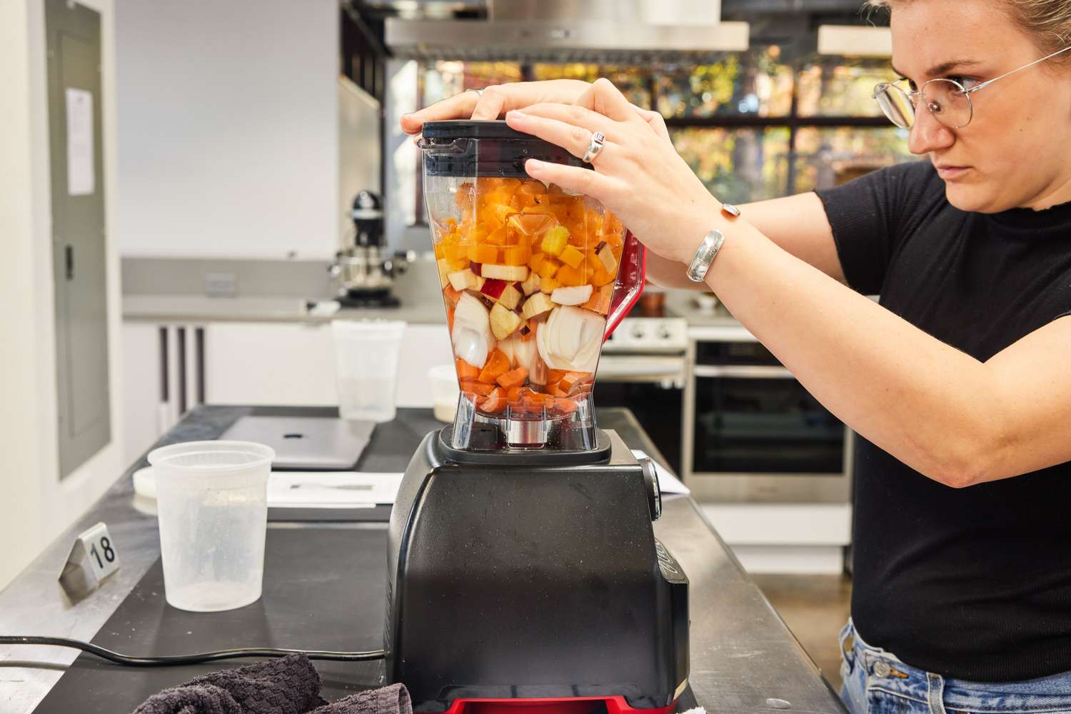 Fruit blended in the Oster Versa Professional Power Blender