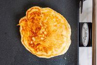 A pancake cooking on the Broil King electric griddle