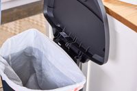 The simplehuman Semi-Round Step Trash Can with the lid open