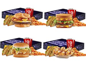 A four image collage of Jack in the Box Munchie meals