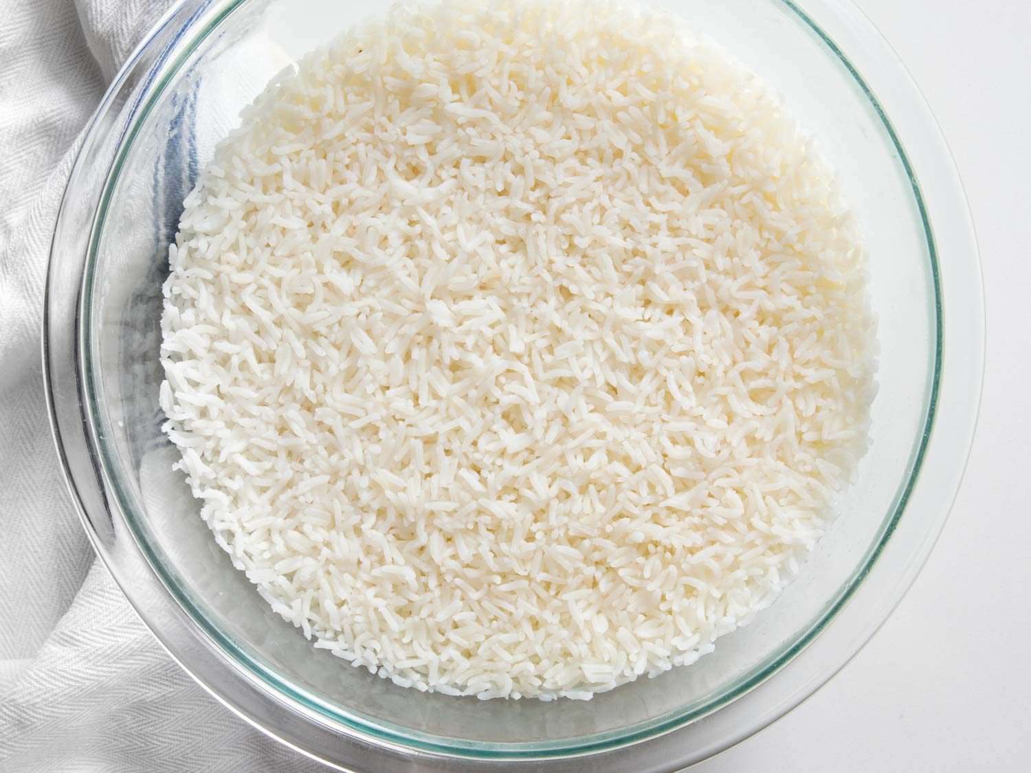 Rice and water in a bowl