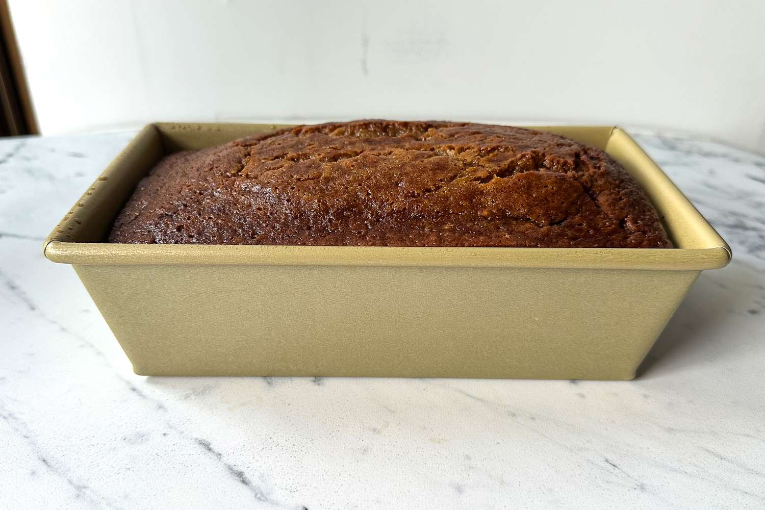 Banana bread baked inside the Williams Sonoma Goldtouch Pro Nonstick Loaf Pan