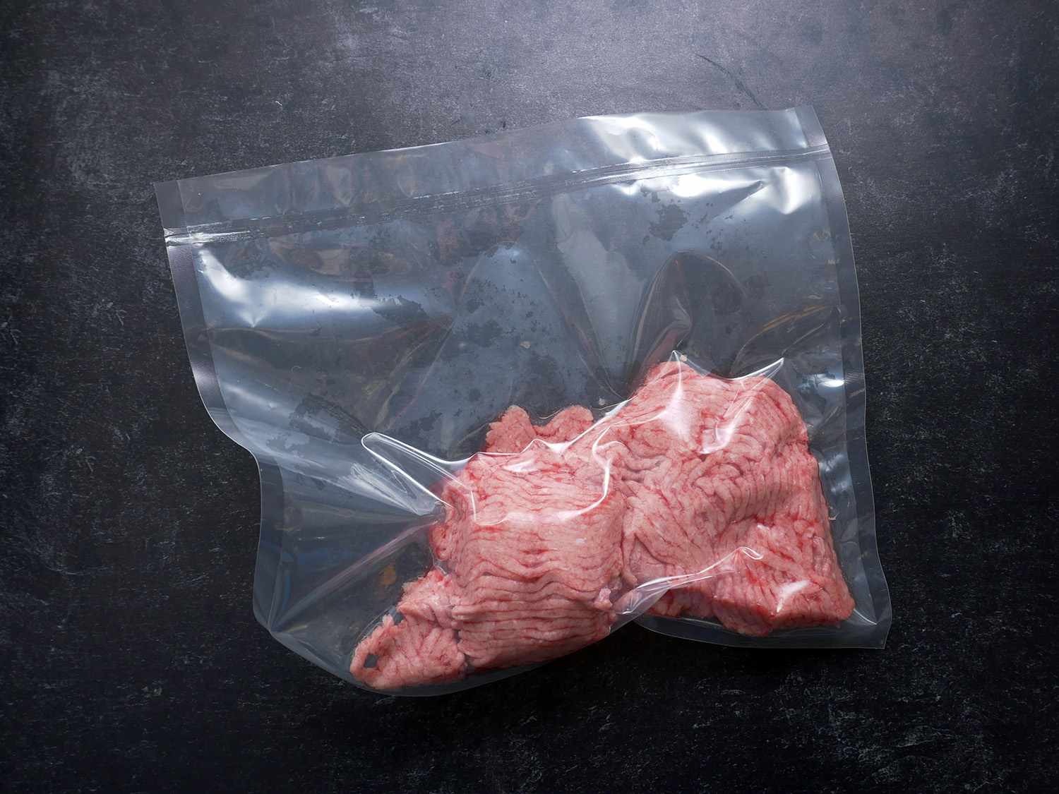 vacuum-sealed ground turkey prior to freezing