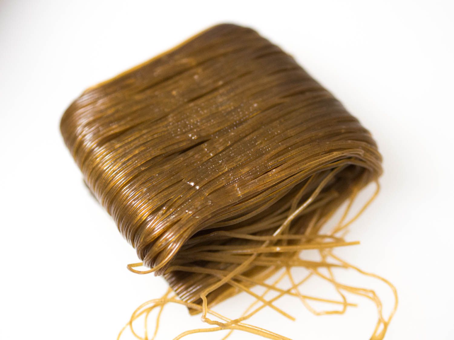 The uncooked, still-dry noodles removed from their packaging.