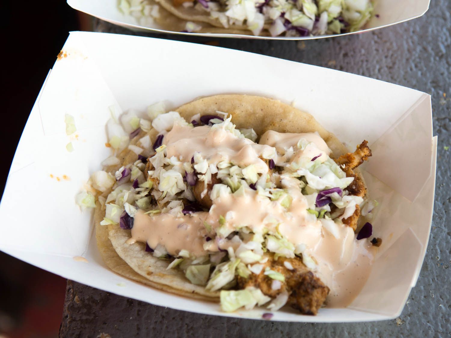 An order of fish tacos.