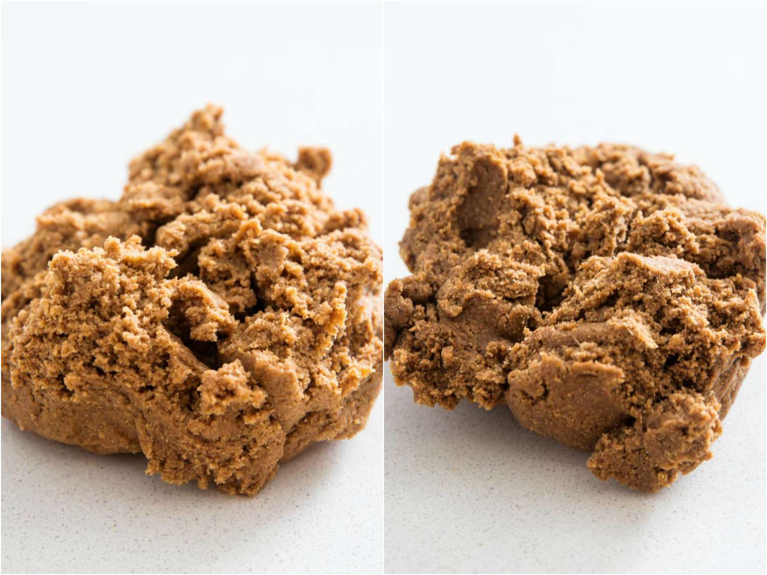Gingerbread dough made with molasses and darker dough made with blackstrap molasses