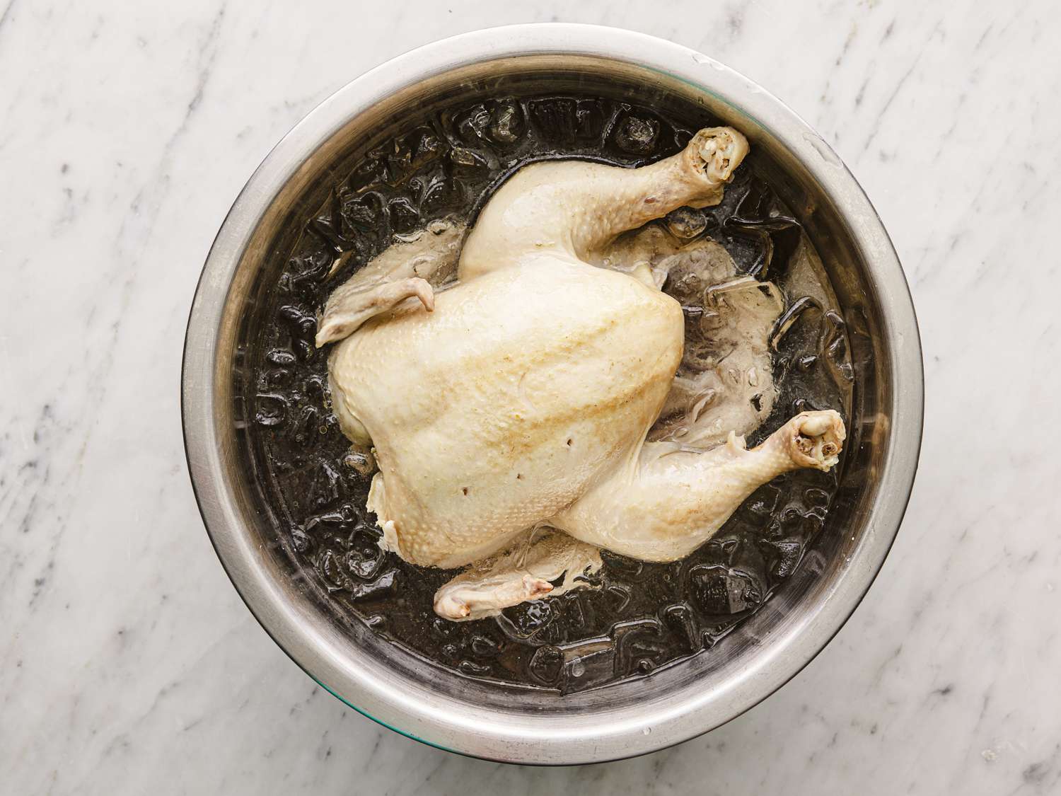 Chicken in an ice bath