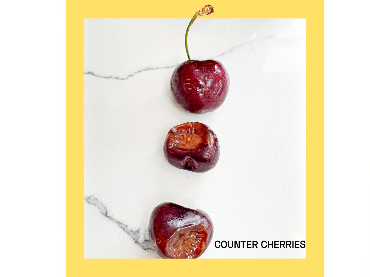 Three cherries left on the counter