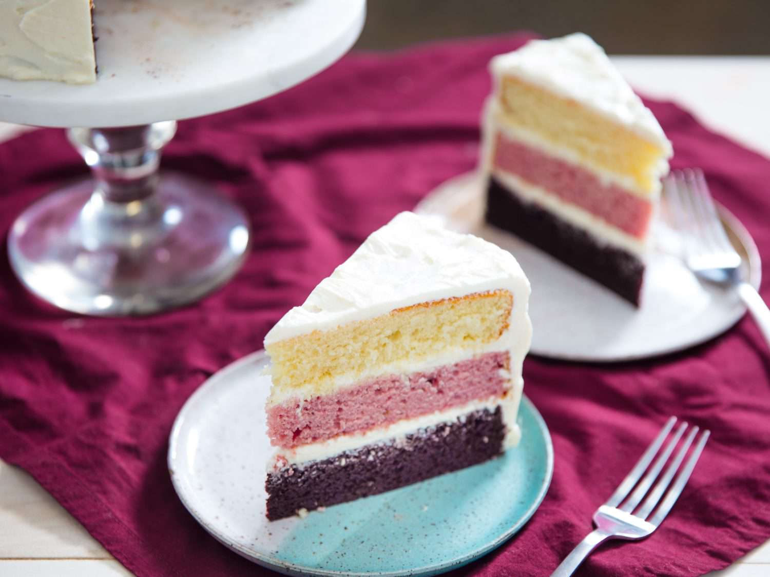 Neapolitan cake slices