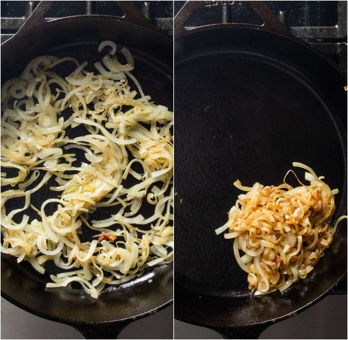 cooking onions for lyonnaise potatoes
