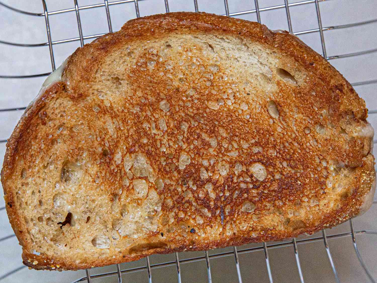 Overhead view of grilled cheese