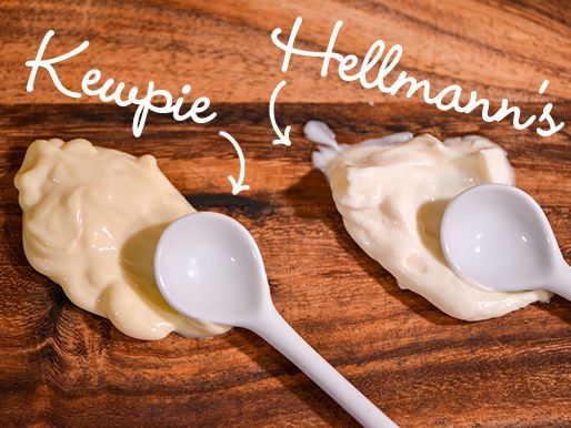 Comparing Kewpie and Hellman's mayonnaise side-by-side
