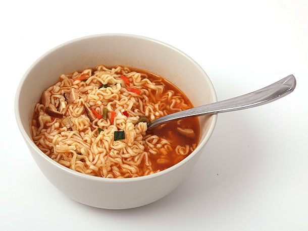 A bowl of Shin Ramyun cup noodles.