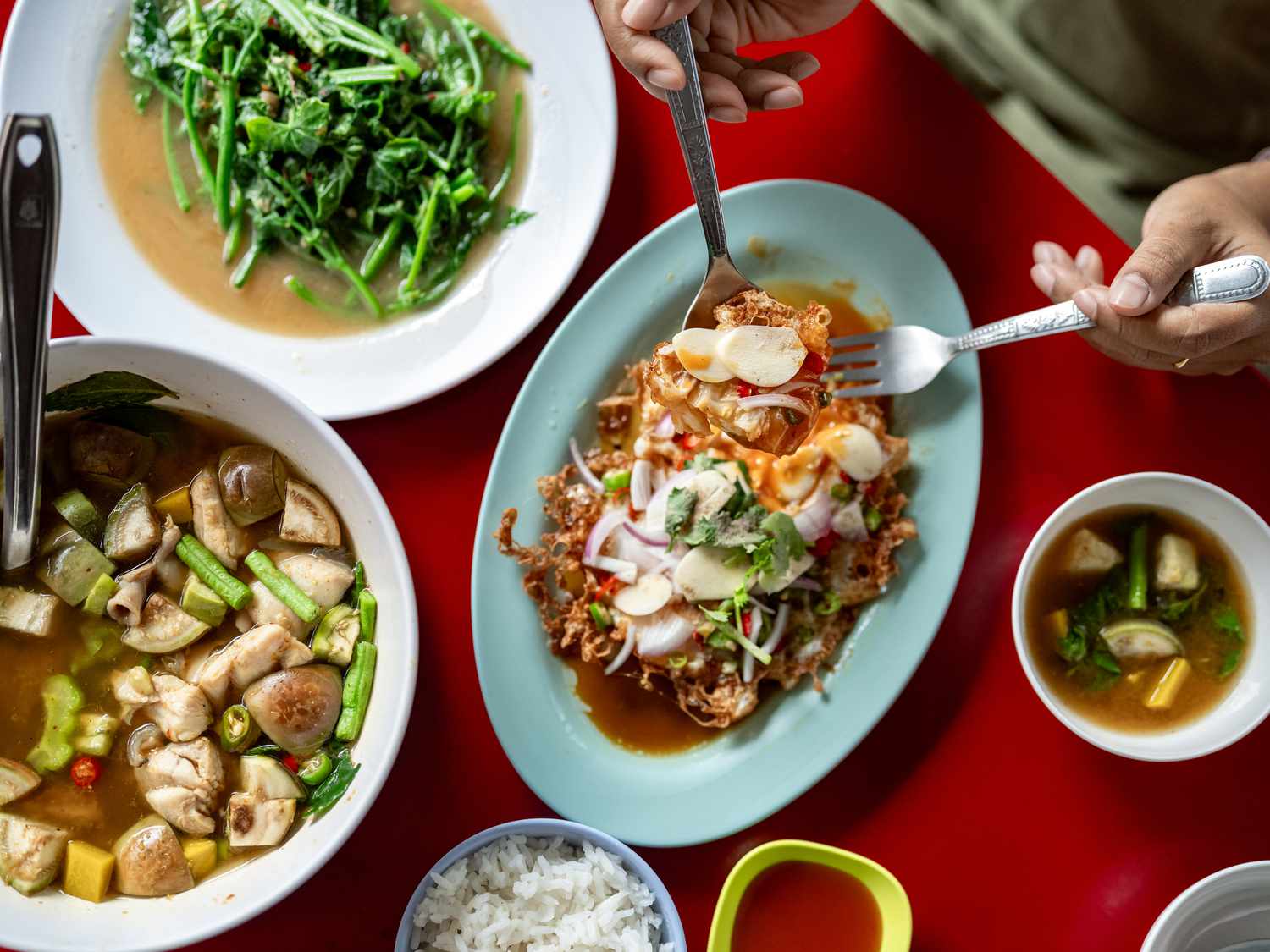 Overhead view of dish