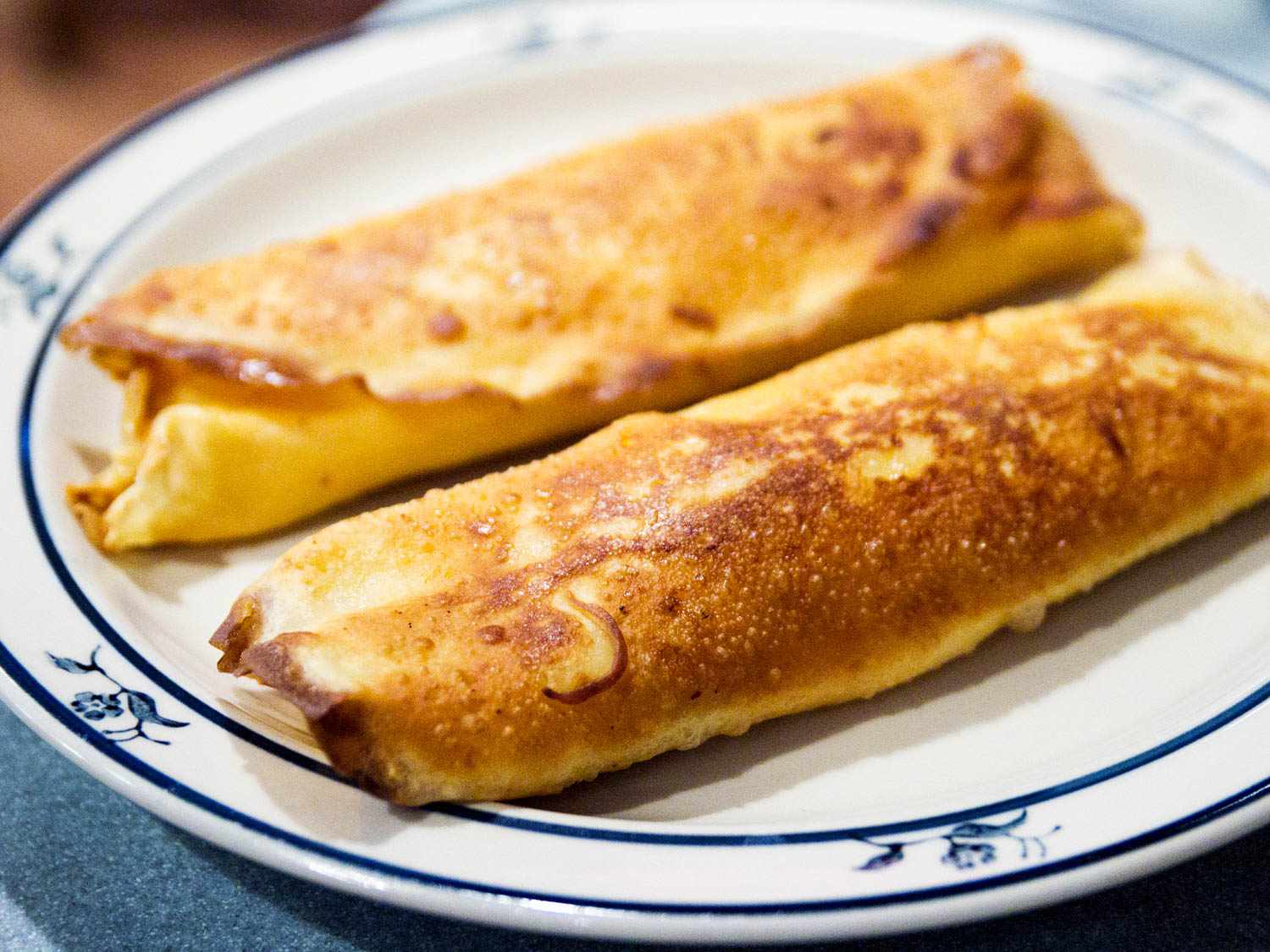 A plate with two blintzes. 