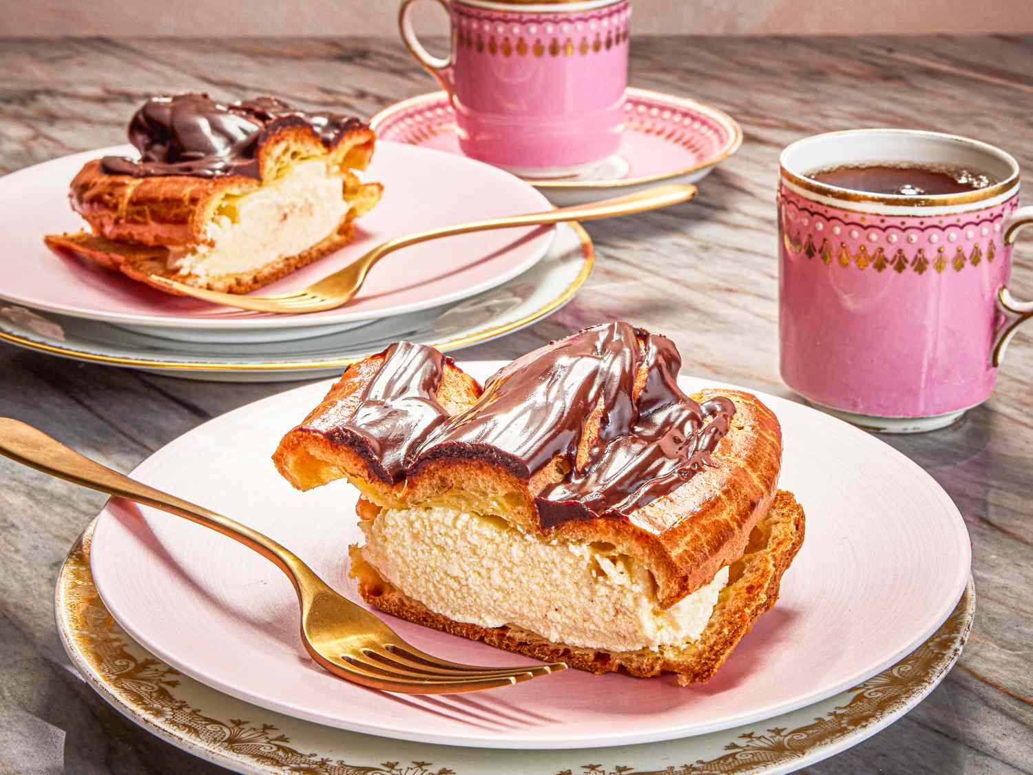 Overhead view of Eclair Paris brest slices