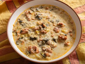 Overhead view of Zuppa Toscana