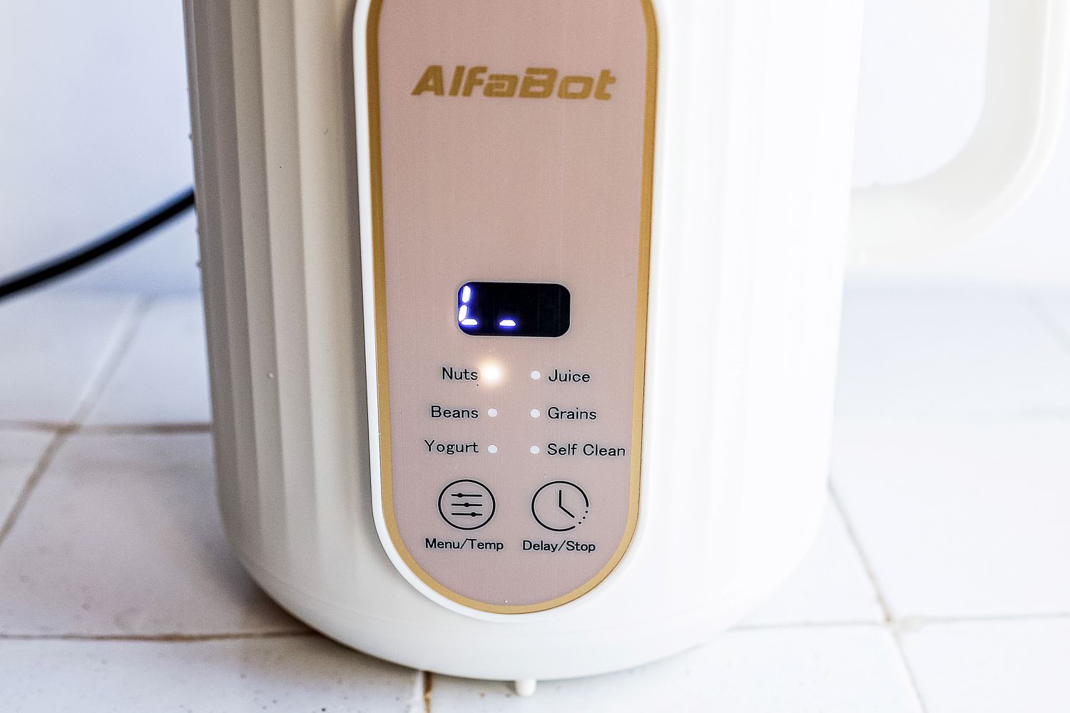 closeup of the control panel on the alfabot