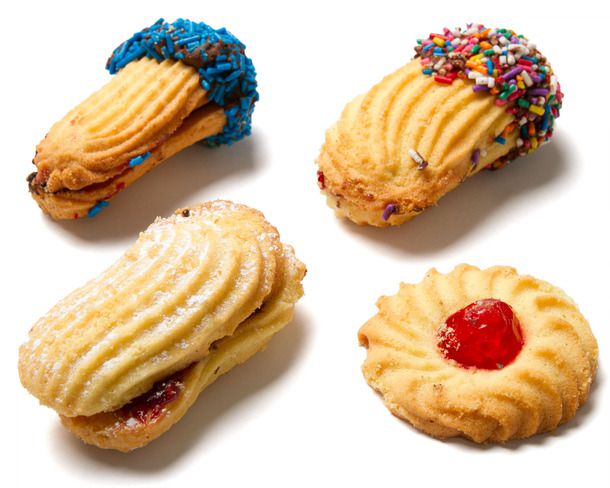 An assortment of four Italian butter cookies. 