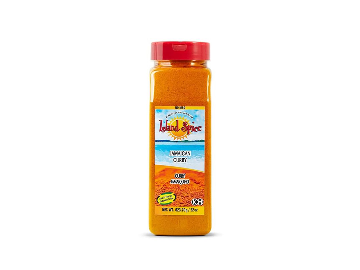Bottle of Island Spice Jamaican Curry on white 