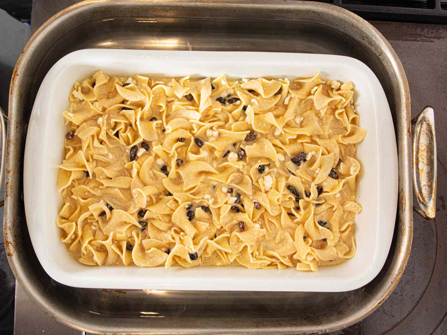 Overhead of noodle kugel 