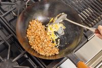Fried rice is made in the Yosukata Carbon Steel Wok Pan