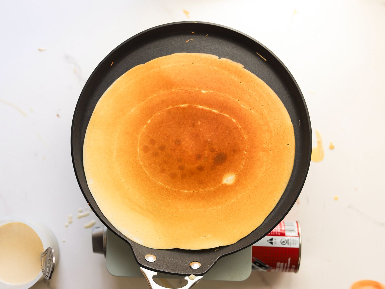 a crispy crepe in the le creuset crepe pan