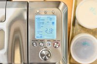 A close-up of the display panel of the Breville Custom Loaf Bread Maker