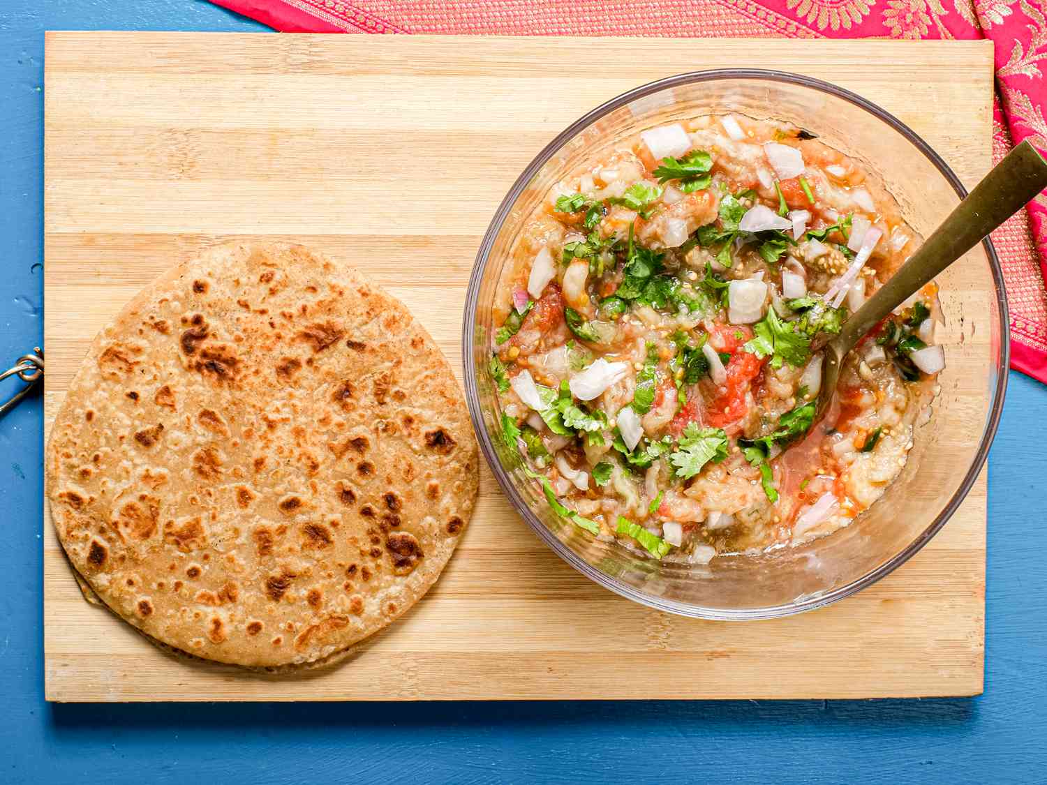 Overhead view of baighan chokka