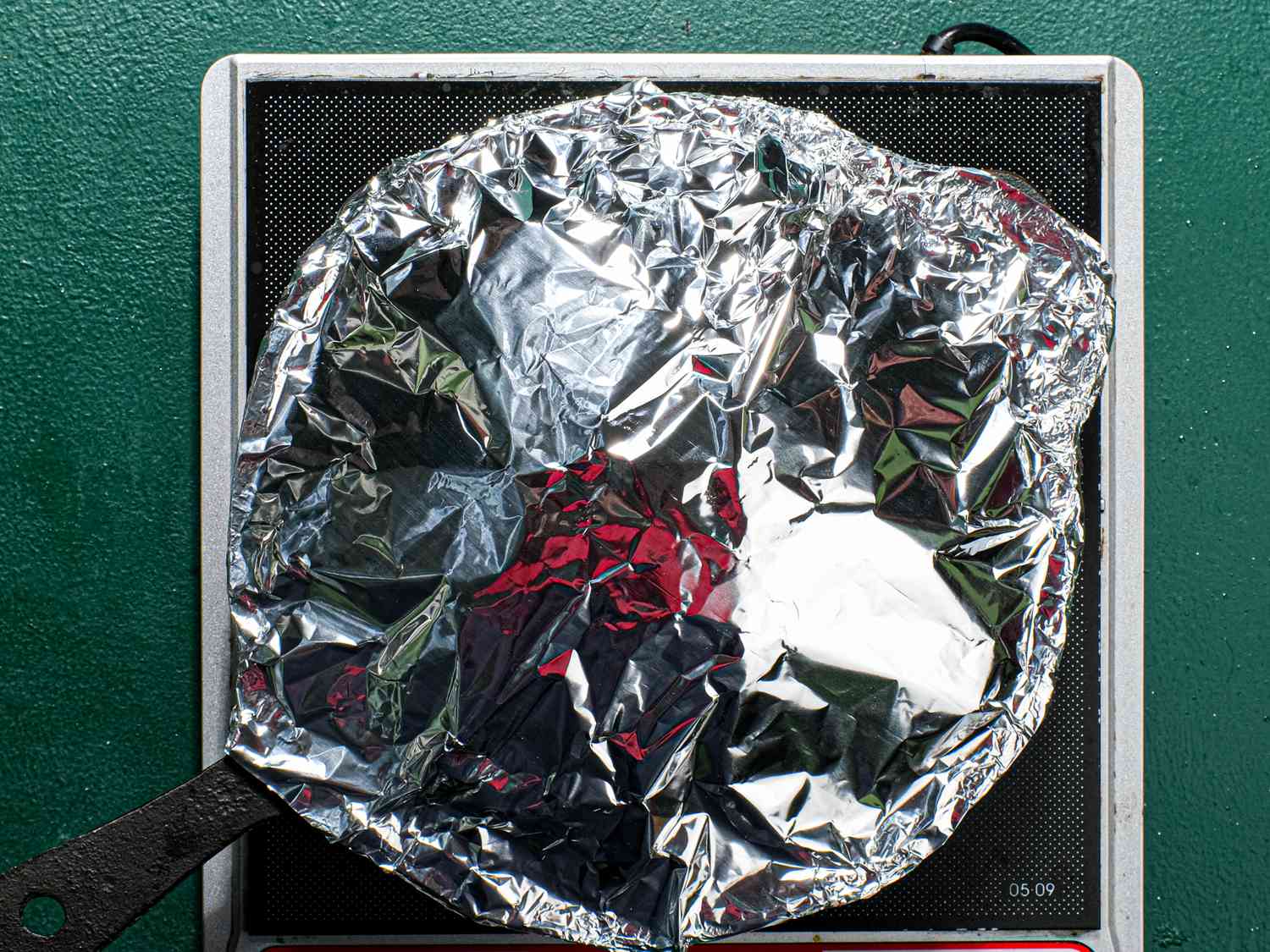 Overhead view of wrapped chicken