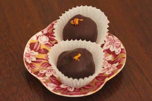 saffon-orange truffles on a plate
