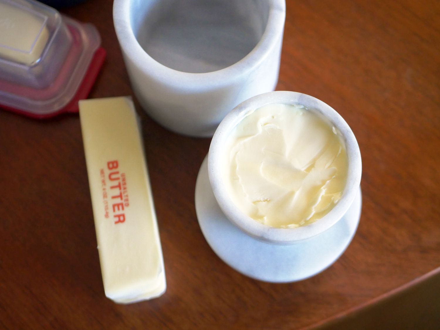 the crate and barrel butter keeper filled with butter