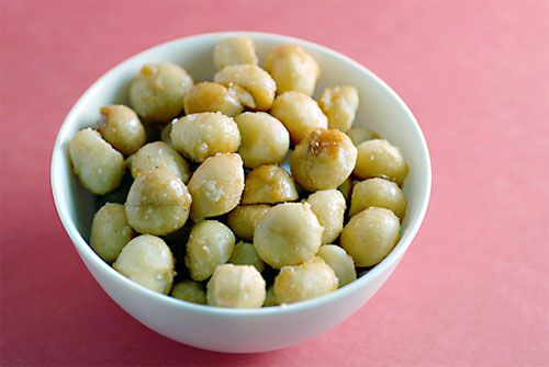 A bowl of macadamia nuts.